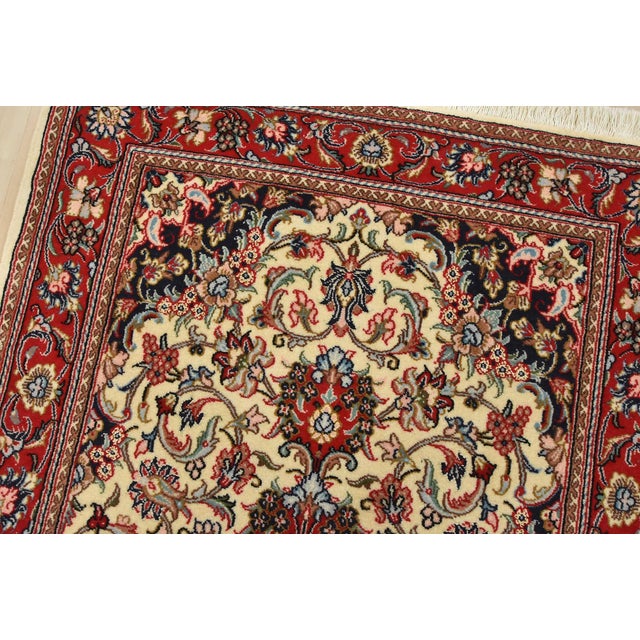 Fine Qom Rug 3’2” X 5’2” Ivory Wool/Silk Traditional Hand-Knotted Carpet For Sale In Philadelphia - Image 6 of 12