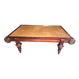 Late 20th Century Palmer Mahogany and Grasscloth British Colonial Coffee Table For Sale