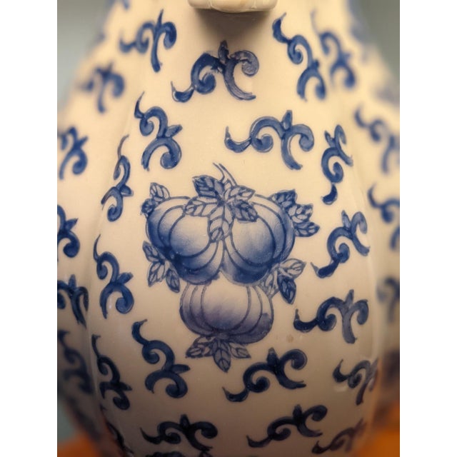 Vintage Maitland-Smith Porcelain Blue and White Chinese Chinoiserie Ginger Jar Lamp For Sale - Image 12 of 13