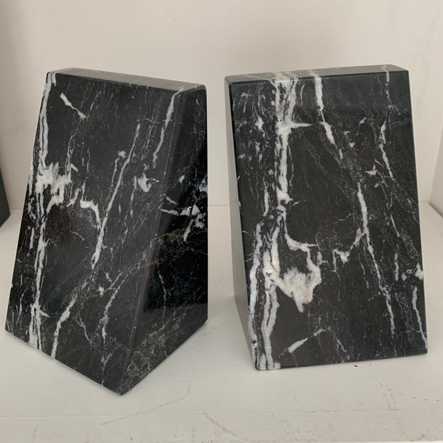 Vintage Marble Bookends Black and White Chairish