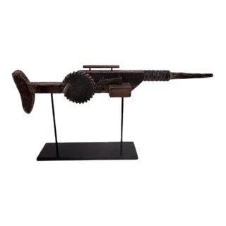 Antique Folk Art Sculpture of a Machine Gun For Sale