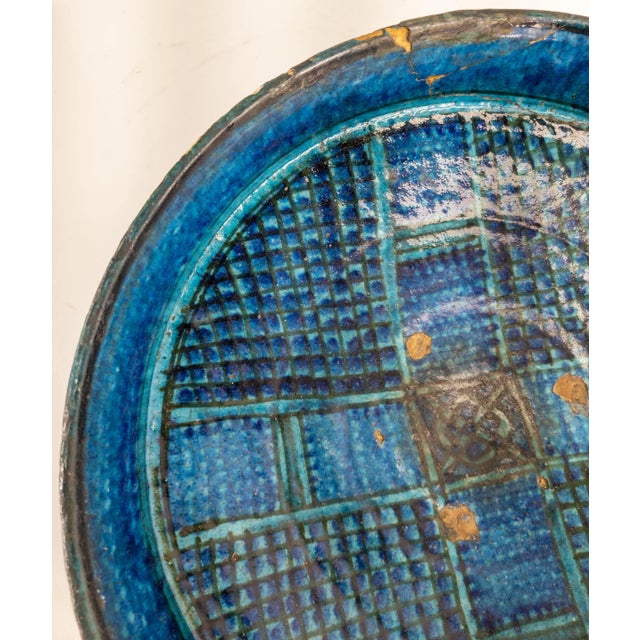 Early Persian Turquoise and Blue Kashan Bowl For Sale - Image 4 of 12