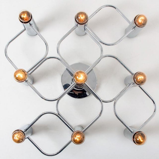 Geometric Silver Chrome Leola Flush Mount, 1970s For Sale - Image 12 of 12