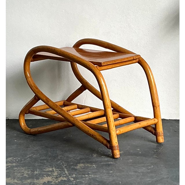 Vintage 1950s Bent Rattan Side Table For Sale In West Palm - Image 6 of 12