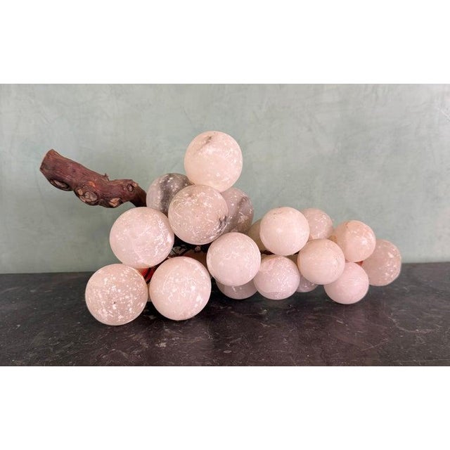 Italian Italian Carved Alabaster Grapes on Natural Wood Vine, Mid-Century For Sale - Image 3 of 5