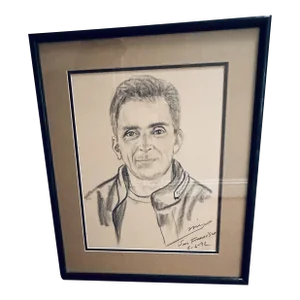 Vintage 1992 Framed Charcoal Portrait of a Man