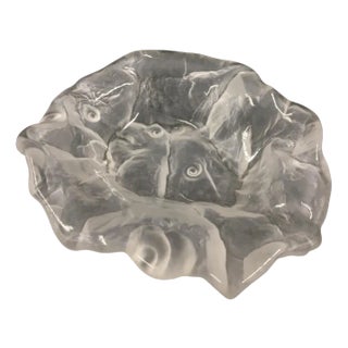 Art Deco Frosted Glass Bowl with Shells and Fossil, 1930s For Sale