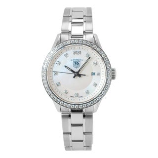 Ladies Tag Heuer Carrera 27mm wv1413.ba0793 Mop Diamond Dial Steel Quartz Watch For Sale