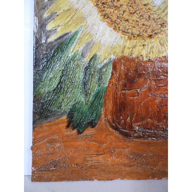 Mid 20th Century Mid 20th Century Impressionist Sunflowers Still Life Painting For Sale - Image 5 of 7