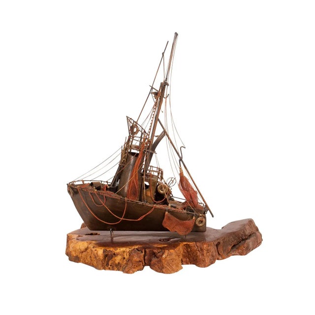 Nautical Vintage Metal Tug Boat Sculpture For Sale - Image 3 of 6