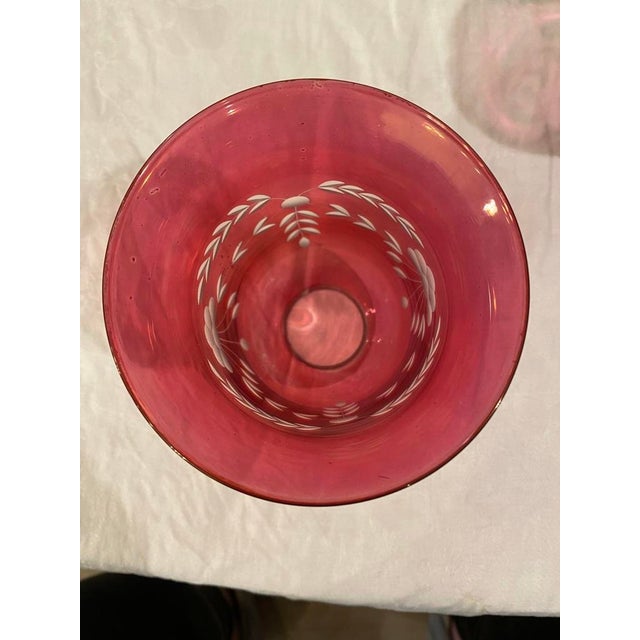 Cranberry Glass Candelabra, Victorian Style For Sale - Image 4 of 4