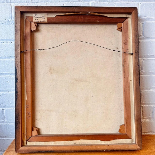 Sam Russo (b. 1922) Signed Abstract Oil on Canvas “structure” C.1960 For Sale - Image 9 of 9