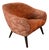 Mid Century Barrel Club Chair With Original Asian Damask Upholstery For Sale