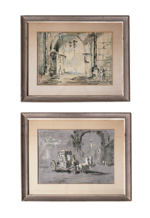 Vintage Guache Paintings by Roderic Montagu - A Pair