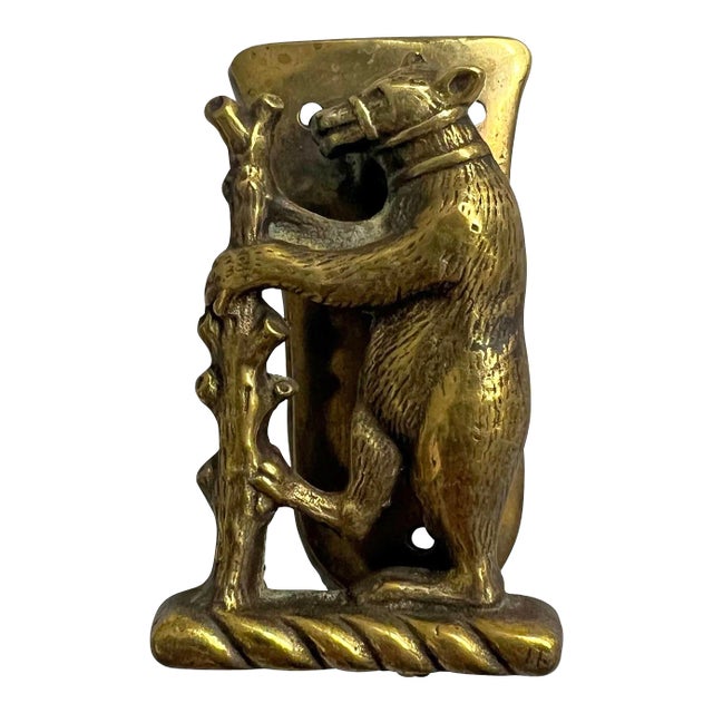19th Century English Brass Bear Doorknocker For Sale