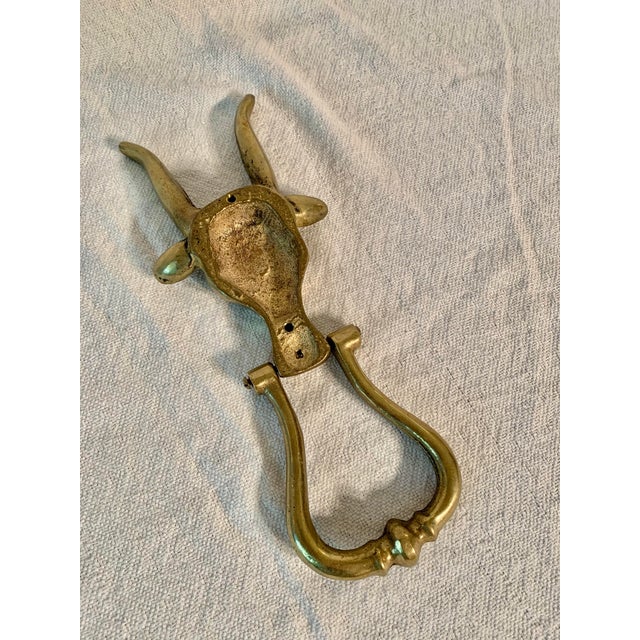 Mid 20th Century Brass Longhorn Cow Doorknocker For Sale - Image 9 of 12