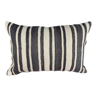 Turkish Hemp Pillow Cushion Natural Beige Black Pillow Cushion Cover 16" x 24" For Sale