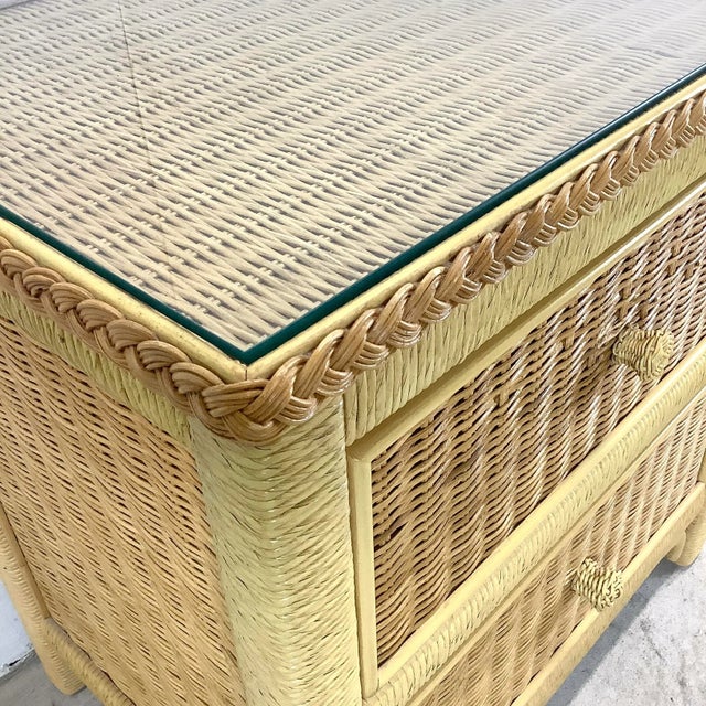 Mid 20th Century Boho Two Drawer Wicker Nightstand by Henry Link For Sale - Image 12 of 12