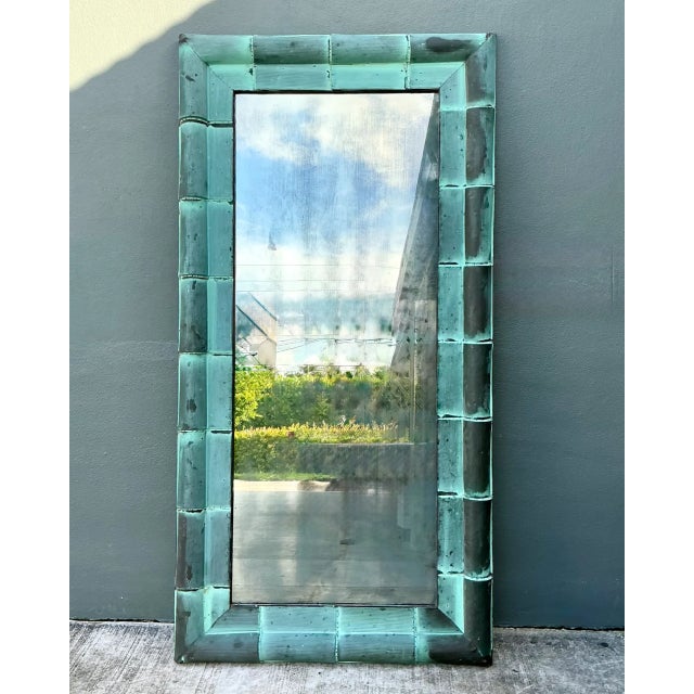 Copper Vintage Patinated Copper Shingle Floor Mirror For Sale - Image 8 of 12