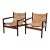 1960s Michel Arnoult Roxinho Leather Safari Chairs - Set of 2 For Sale