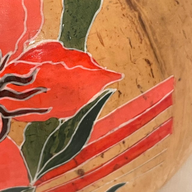 Folk Art 1980’s Handcrafted Painted Malaysian Vase For Sale - Image 3 of 7