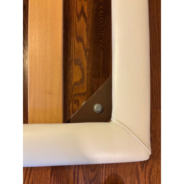 Pair of Extra Long White Leather Twin Bed From DellaRobbia (Unmarked) For Sale In Chicago - Image 6 of 9
