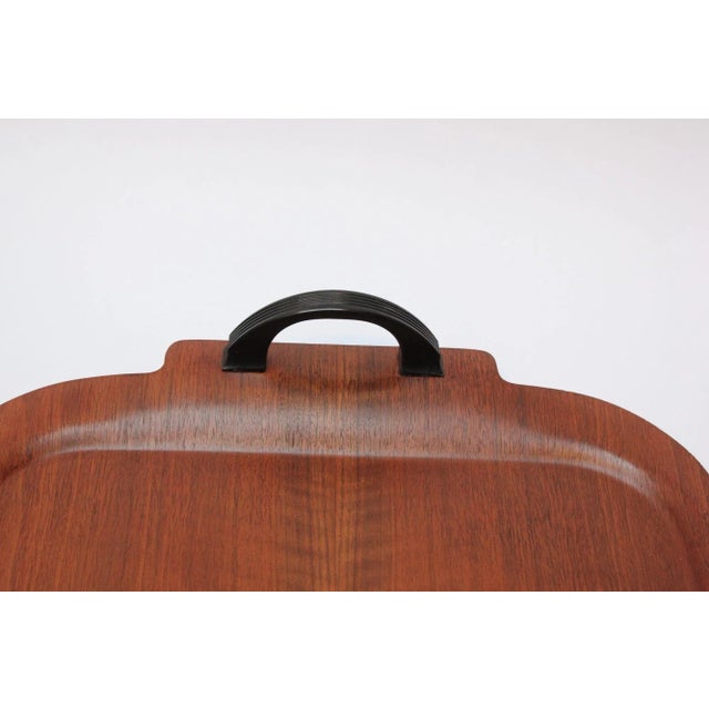 Brown Large Mid-Century Modern Walnut Tray With Bakelite Handles by Faberware For Sale - Image 8 of 13