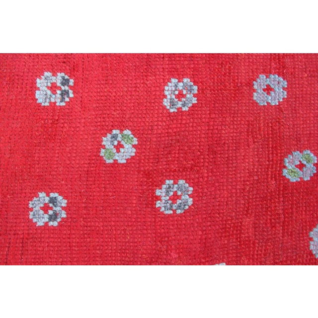 1910s Large Antique Oushak Rug in Red, Acid Green and Ice Blue by Keivan Woven Arts For Sale - Image 5 of 12