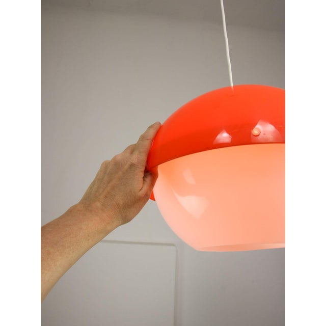 Italian Space Age Orange Acrylic Glass and Brass Pendant Lamp, 1970s For Sale - Image 13 of 16