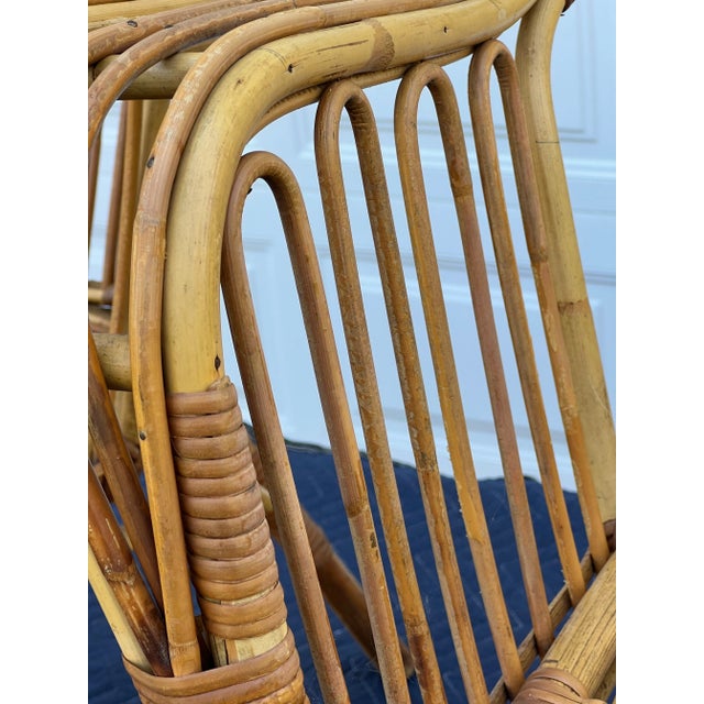 Vintage Coastal Rattan Barrel Lounge Chairs, Pair – Palm Beach Organic Modern Style For Sale - Image 4 of 12