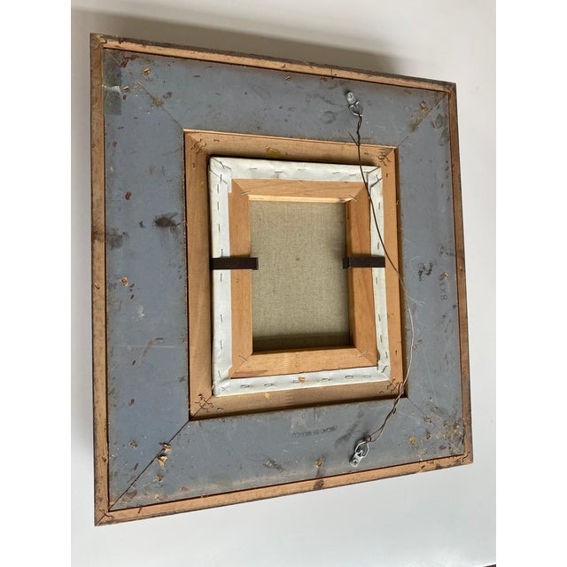 Vintage Oil Painting of Village Scene With Decorative Frame For Sale In Raleigh - Image 6 of 6