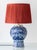 Large Blue and White Hand-Painted Table Lamp with New Terracotta Silk Lampshade from Royal Delft, 1948 For Sale - Image 16 of 16
