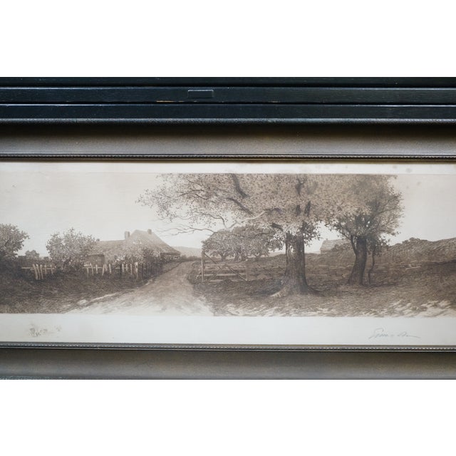 Antique Ernest Christian Rost Signed Dirt Road Farmhouse Cottage Etching 28" For Sale - Image 6 of 14