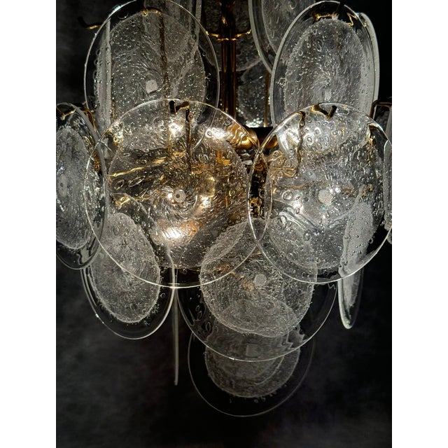 Metal Murano Glass Disc Chandelier by Vistosi, Italy, 1970s For Sale - Image 7 of 10