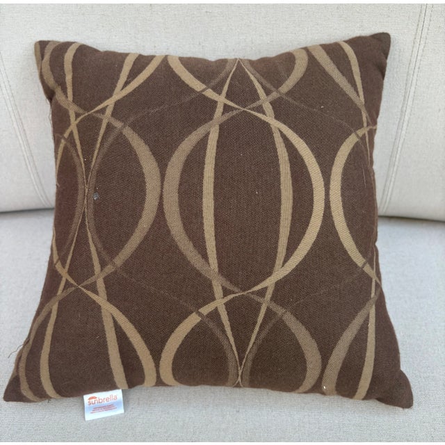 The Golden State AKA California ...This set of 4 CA Chic Custom Sunbrella pillows in a warm brown with a graphic gold...