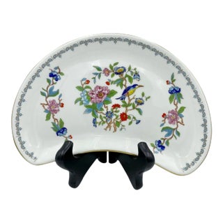 1980s Aynsley Pembroke Porcelain Floral, Bird Crescent Salad Plate For Sale