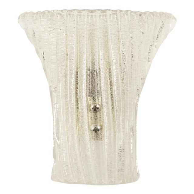 Ribbed Murano Glass Wall Lamp, 1960s For Sale