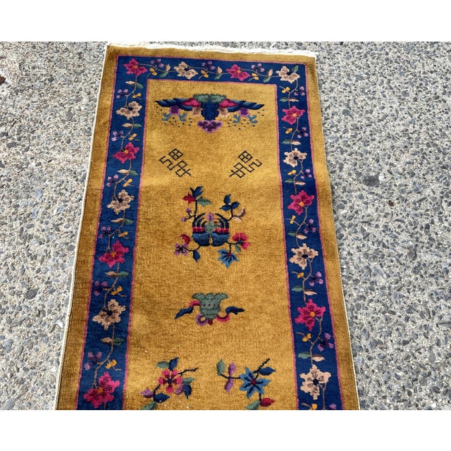 Antique Art Deco Chinese Runner 2.6' X 8.10' (76cm X 269cm) 1920s For Sale - Image 4 of 9