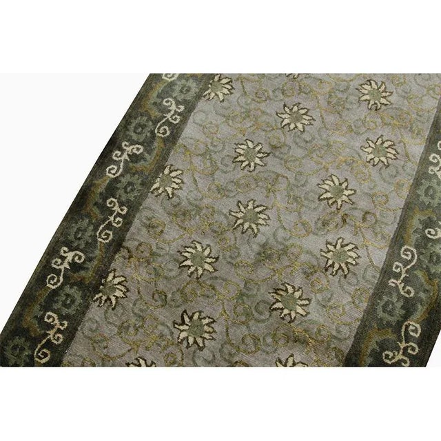 Handwoven Wool and Silk Tibetan Style Runner Rug 3'0"×14'0" For Sale In Dallas - Image 6 of 11