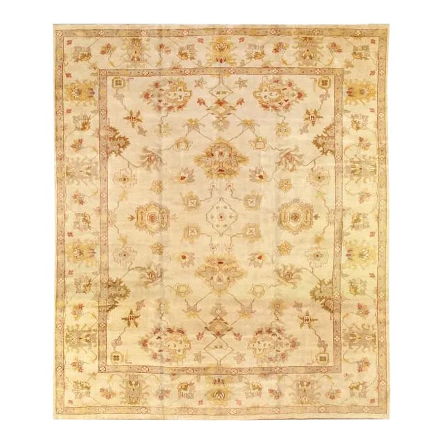 Pasargad Ivory Fine Hand Knotted Oushak Rug 12' X 14' For Sale