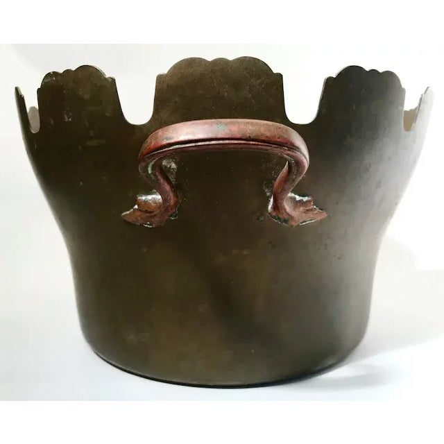 Antique 19th Century French Brass & Copper Round Planter For Sale - Image 4 of 10