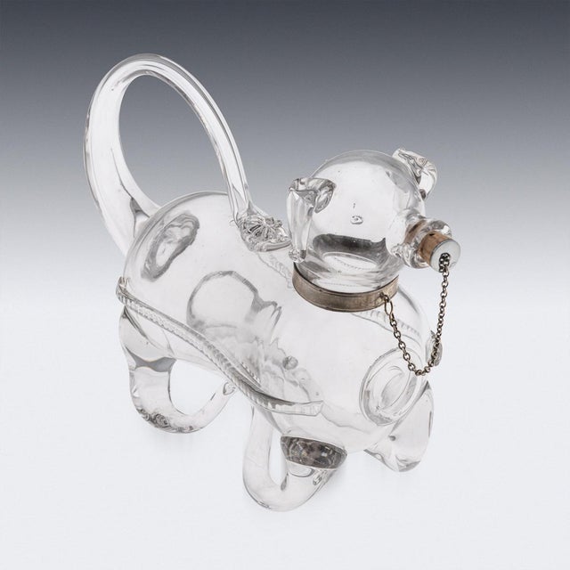 Metal Antique Victorian Brass and Glass Novelty Dog Claret Jug, 1890 For Sale - Image 7 of 18