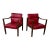 Mid Century Modern Pair of Red Vinyl Arm Chairs For Sale