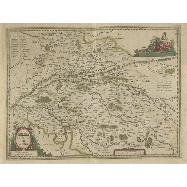 17th Century Antique Map of the Region of Touraine in France by Janssonius, 1657 For Sale - Image 5 of 5