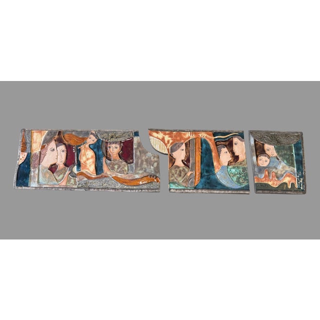 Vintage Mid Century Modern MCM 3 Piece Glazed Terra Cotta Tile J. Ruth For Sale - Image 12 of 12