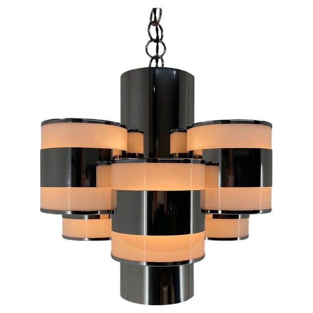 Mid-Century Italian Chrome Chandelier, 1960's For Sale