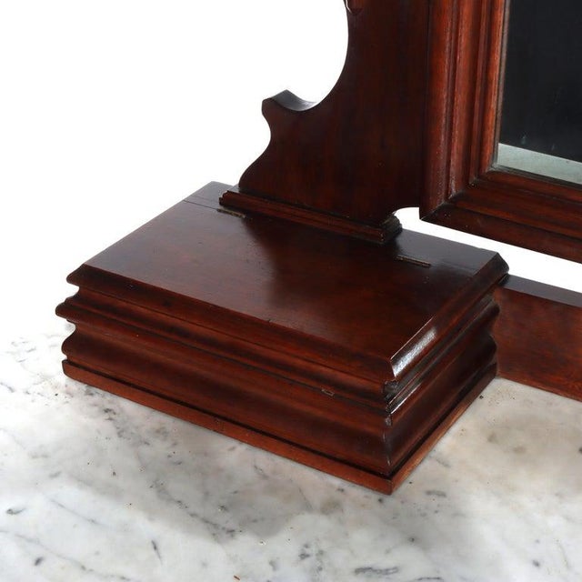 Antique Rococo Walnut 3-Drawer Marble Top Dresser & Mirror C1890 For Sale - Image 13 of 16