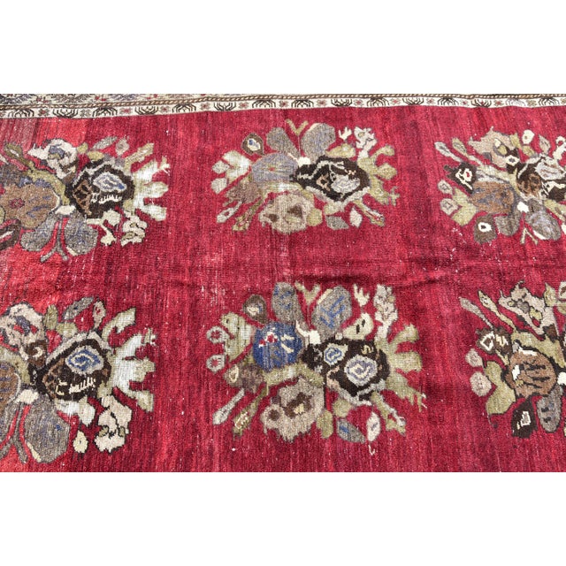 1980s Turkish Red Floral Ethnic Luxury Rug For Sale In Sacramento - Image 6 of 7