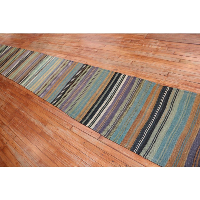 Native American Vintage Zabihi Collection Turkish Kilim Long Runner - 2'5" x 22'6" For Sale - Image 3 of 11