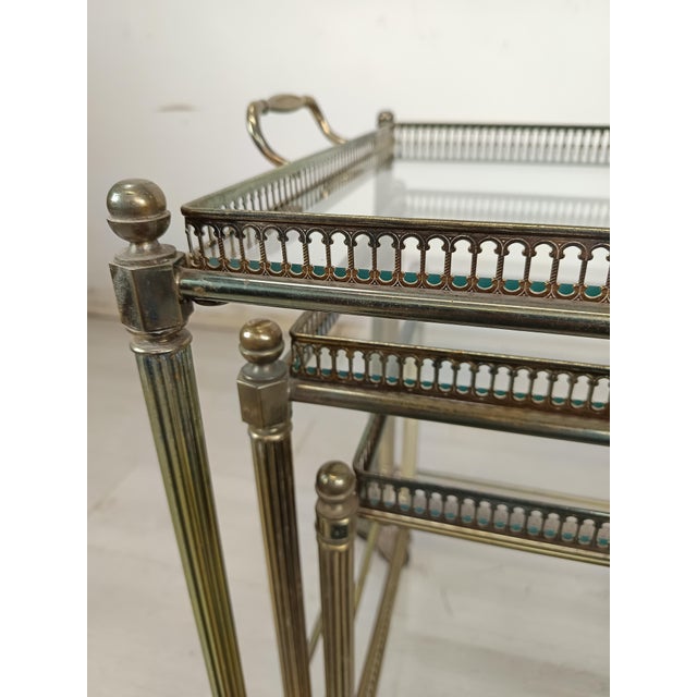 Vintage Gold Brass Nesting Tables, 1970s, Set of 3 For Sale - Image 11 of 16